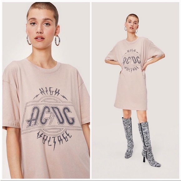 AC/DC | HIGH VOLTAGE OVERSIZED T SHIRT DRESS - Picture 1 of 5